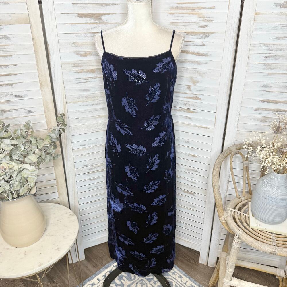 VTG REGGIO Women's Size 10 Silk Velvet Maxi Dress Sapphire Demure Cocktail Event - Picture 14 of 16